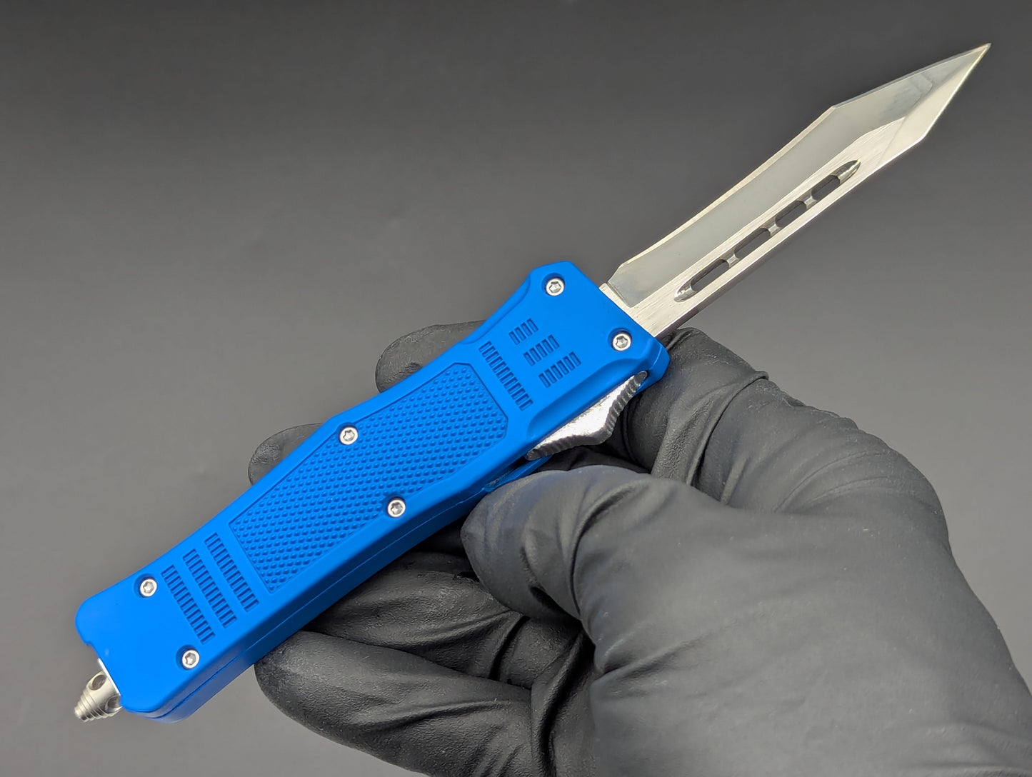 7" Mini Modified Tanto CQB OTF Automatic Knife Blue