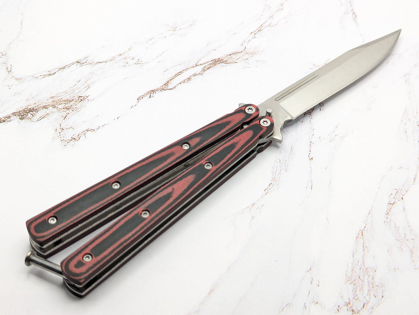 9" Red & Black Micarta Stainless Butterfly Knife