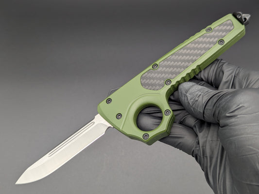 GREEN SFK GLASS BREAKER D/A OTF KNIFE DROP POINT