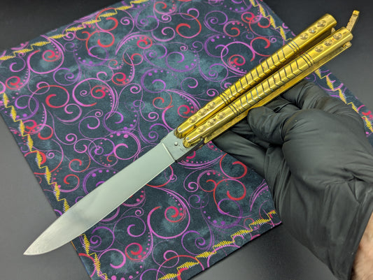 366 GRAM SOLID BRASS FHM BALISONG KNIFE "RAZOR"