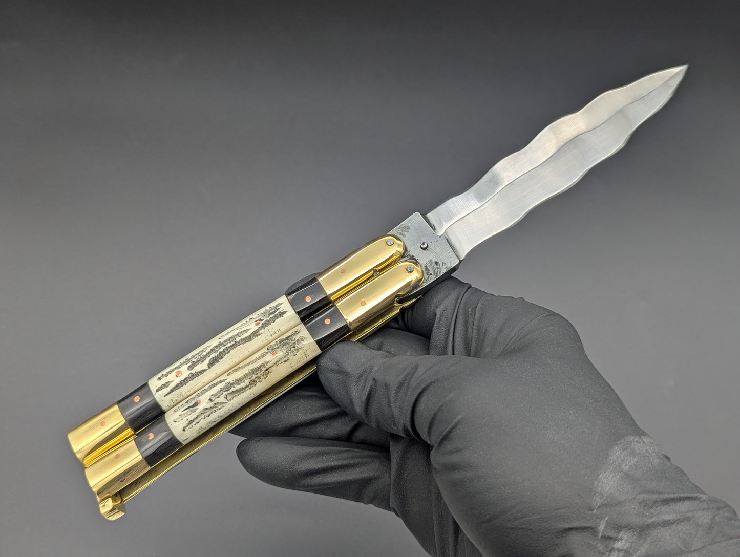 23cm TRIPLE HORN KRIS BLADE PHILIPPINES HANDMADE BALISONG BRASS