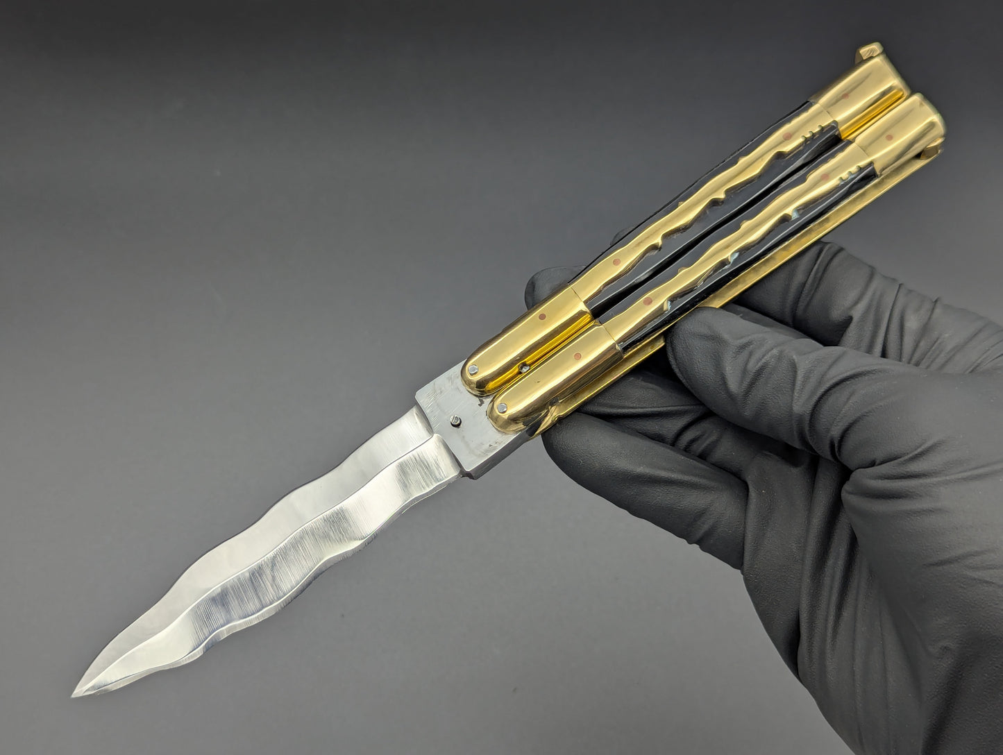 23cm TRADITIONAL PHILIPPINES HANDMADE BALISONG KRIS KALAPKOP BLACK