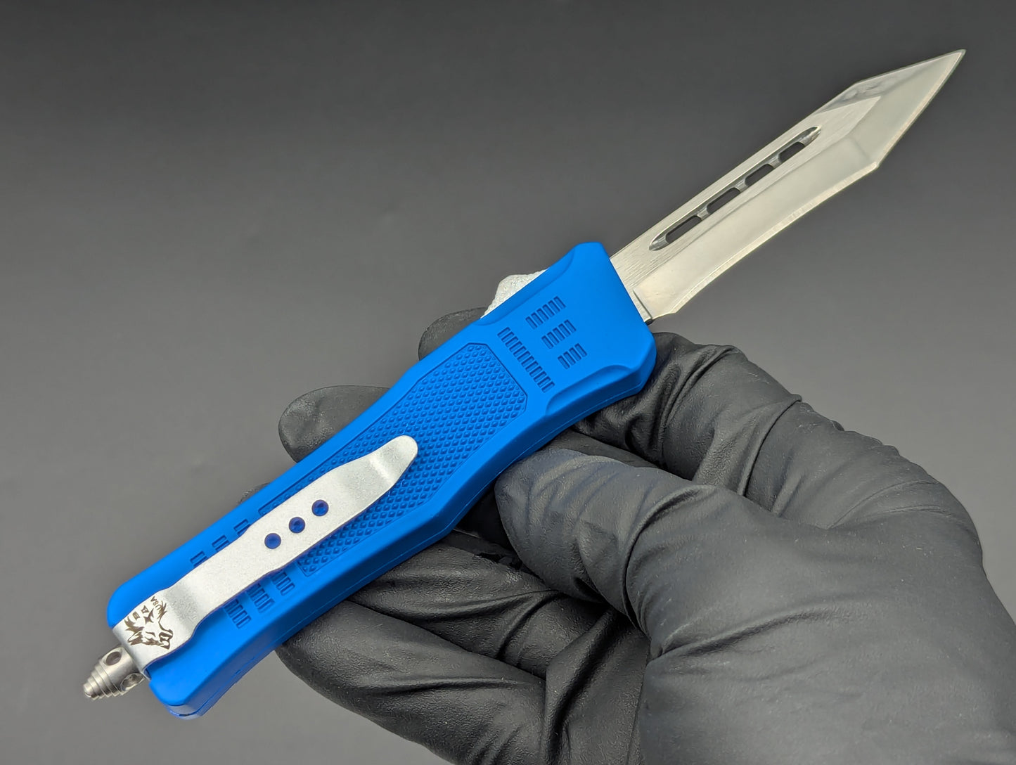 7" Mini Modified Tanto CQB OTF Automatic Knife Blue