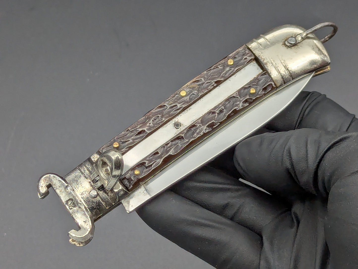 Italian VIRGINIA Shot Shell Puller Leverlock Switchblade Knife
