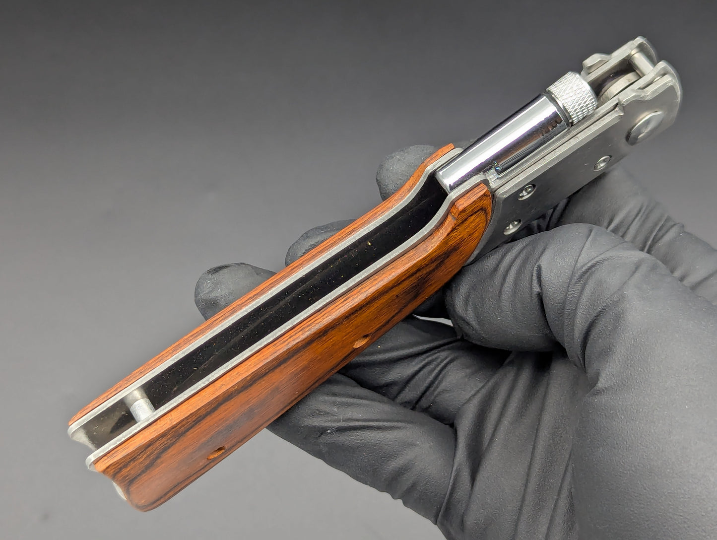 XL RIFLE FLASHLIGHT AUTOMATIC KNIFE ROSEWOOD