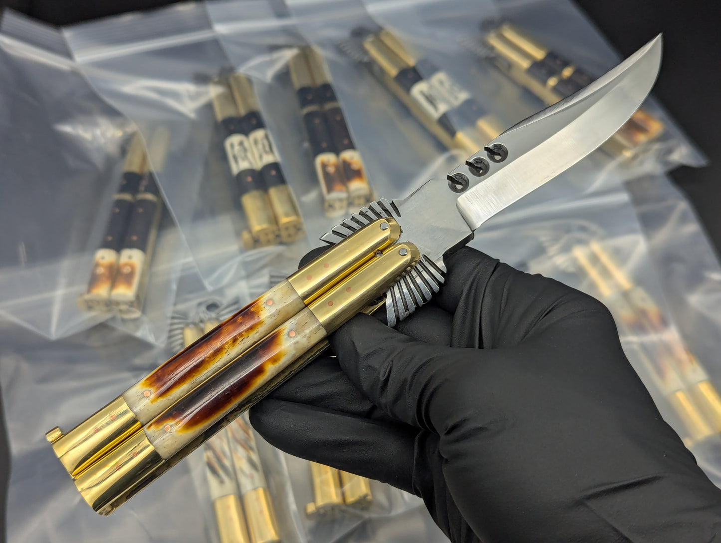 22CM EAGLE TANG FHM BALISONG RAMBO BONE