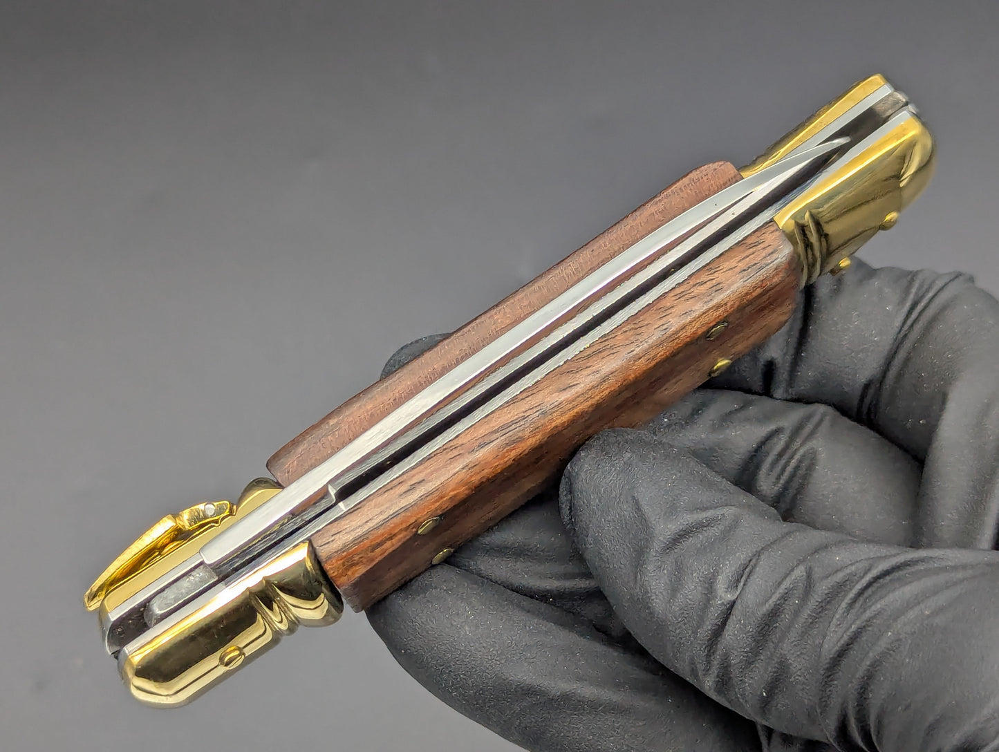 VITYAZ BRASS & WOOD LEVERLOCK SWITCHBLADE KNIFE