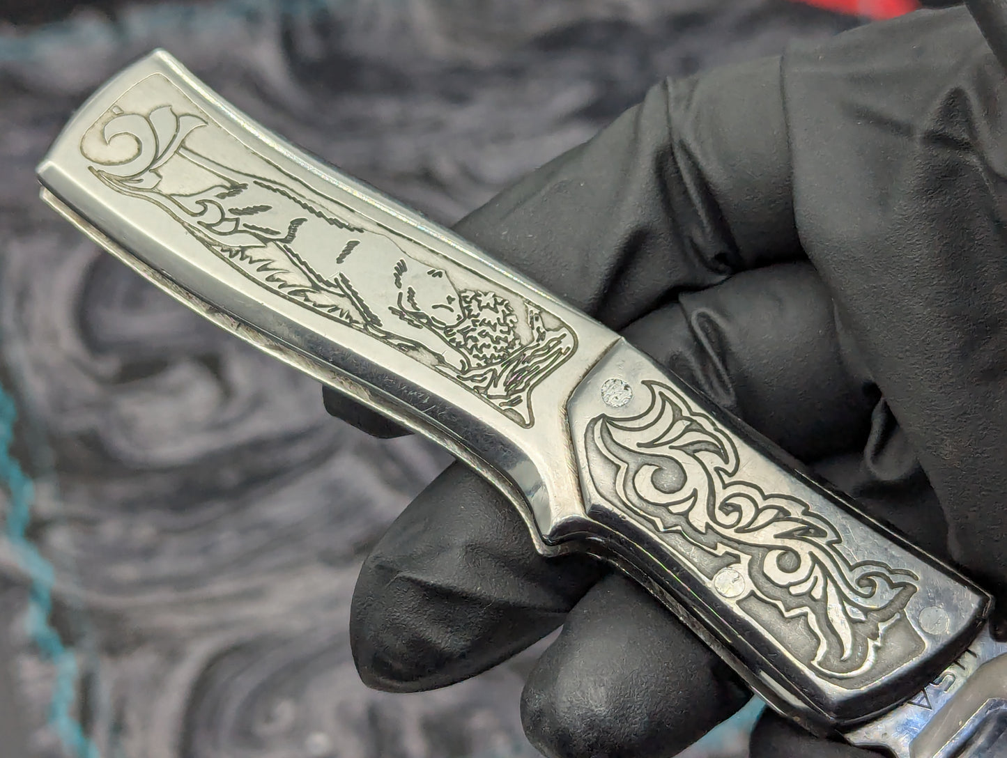 Engraved Stainless Russian Prison Made RPK Automatic Switchblade Knife