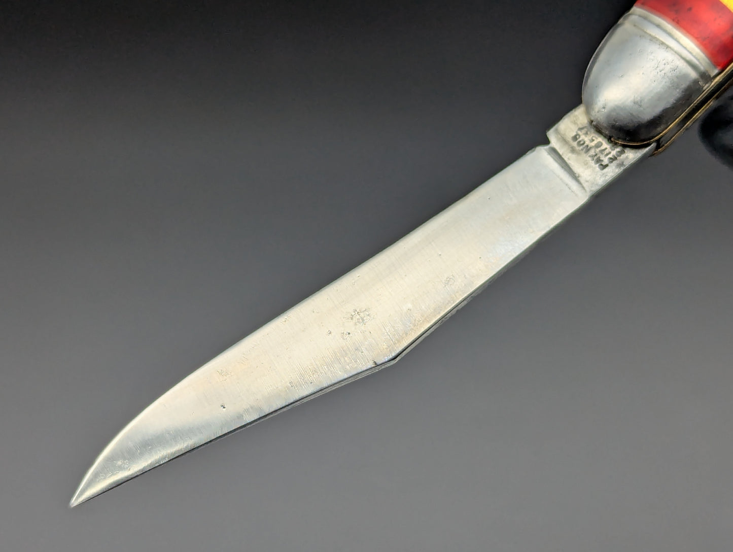 ANTIQUE HAMMER BRAND CANDY STRIPE TOOTHPICK SWITCHBLADE KNIFE