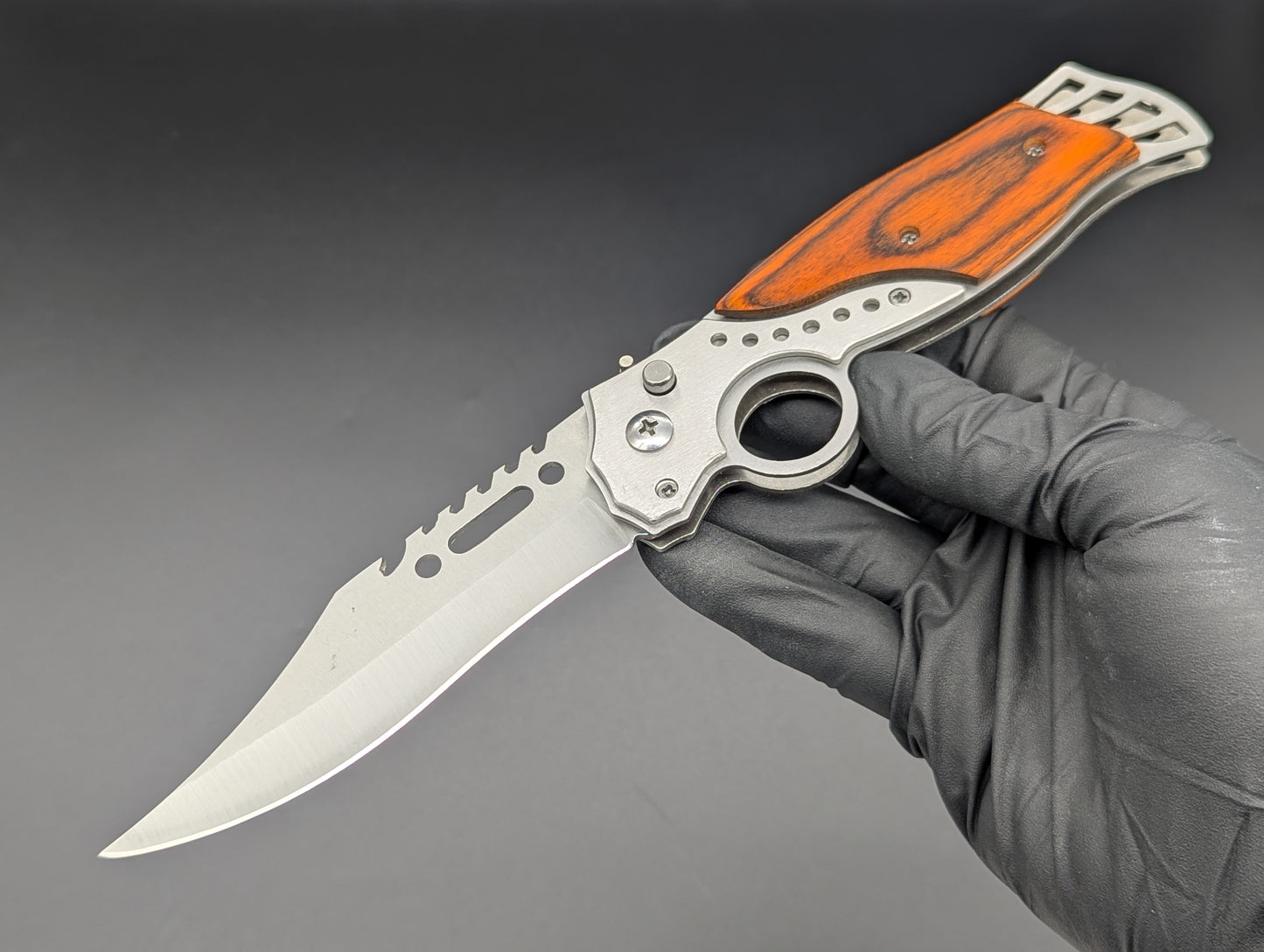 9.5" ROSEWOOD CIGAR CUTTER AUTOMATIC OPENING KNIFE