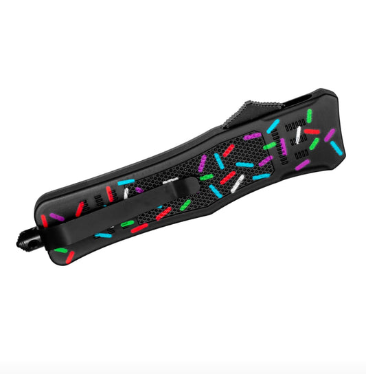 8.25" DARK CHOCOLATE SPRINKLE DONUT D/A OTF KNIFE