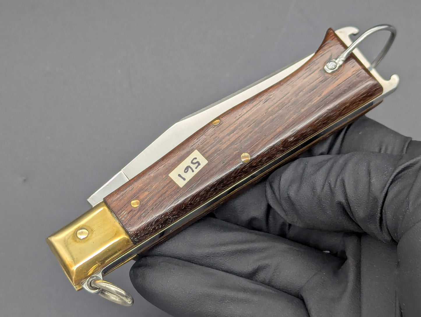 8" JAGUAR ITALIAN SHELL PULLER HUNTING KNIFE WOOD & BRASS