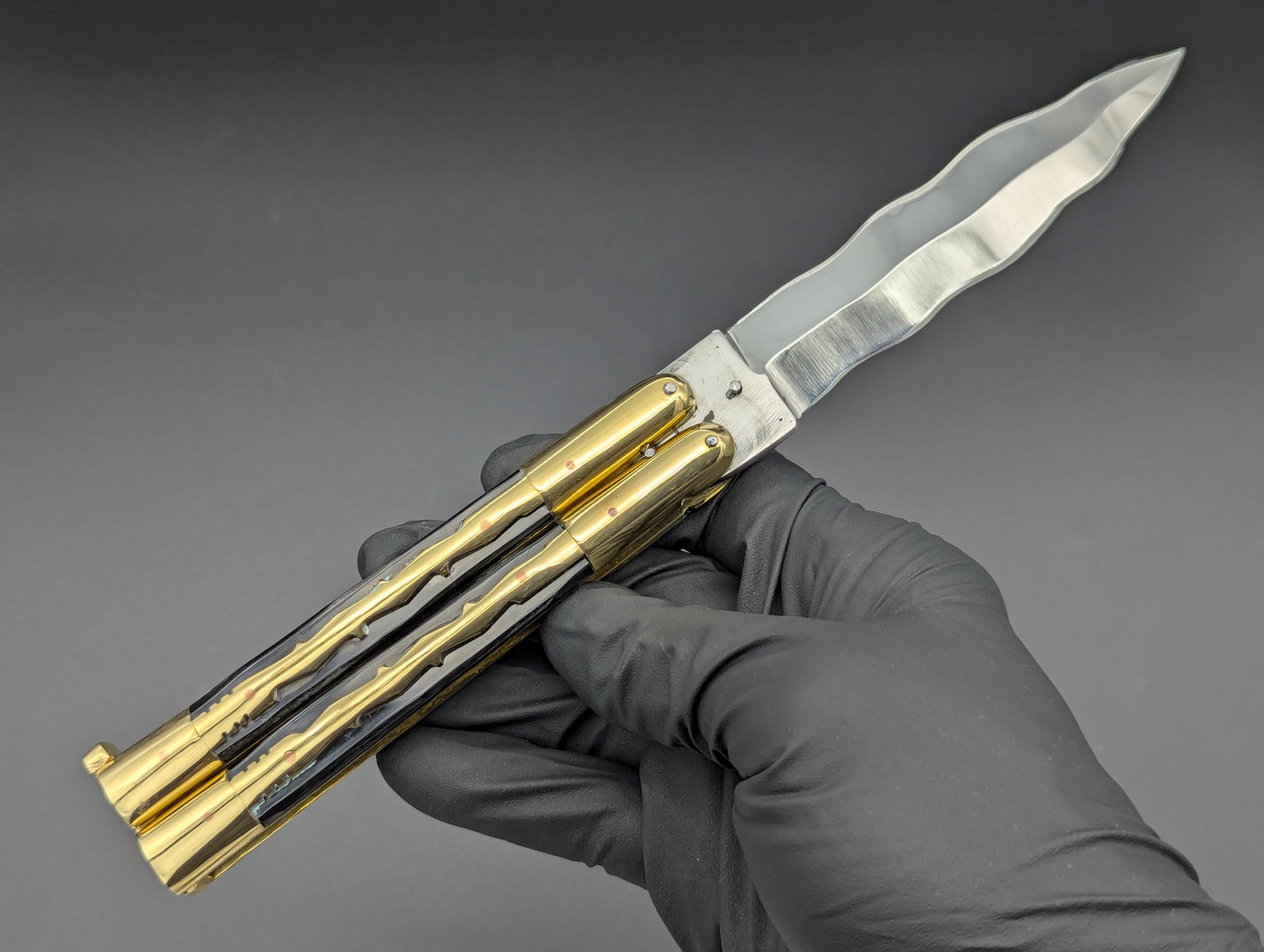 23cm TRADITIONAL PHILIPPINES HANDMADE BALISONG KRIS KALAPKOP BLACK