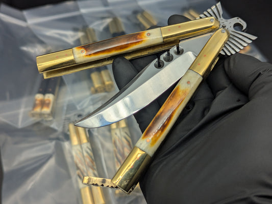 22CM EAGLE TANG FHM BALISONG RAMBO BONE