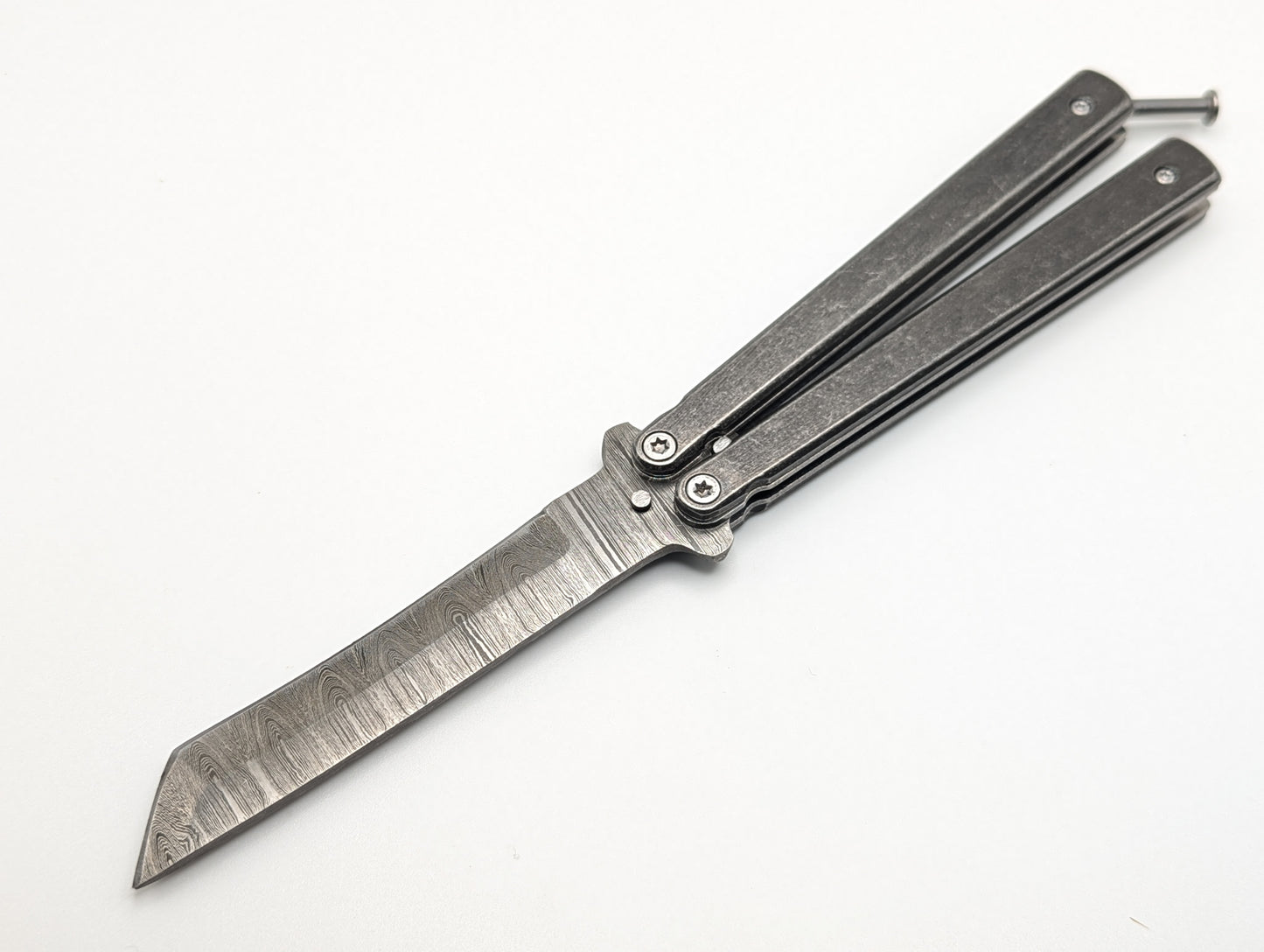 9" Whiplash Tanto Damascus Balisong Butterfly Knife