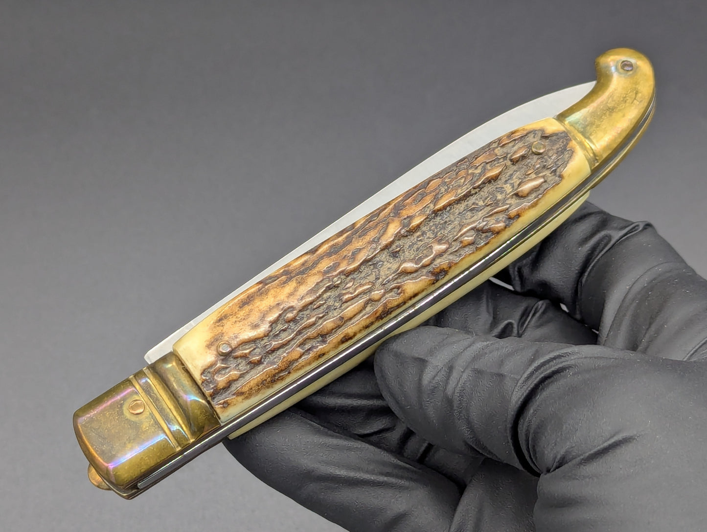 VINTAGE ITALIAN STAG HORN BIRDS HEAD AUTOMATIC LEVERLOCK