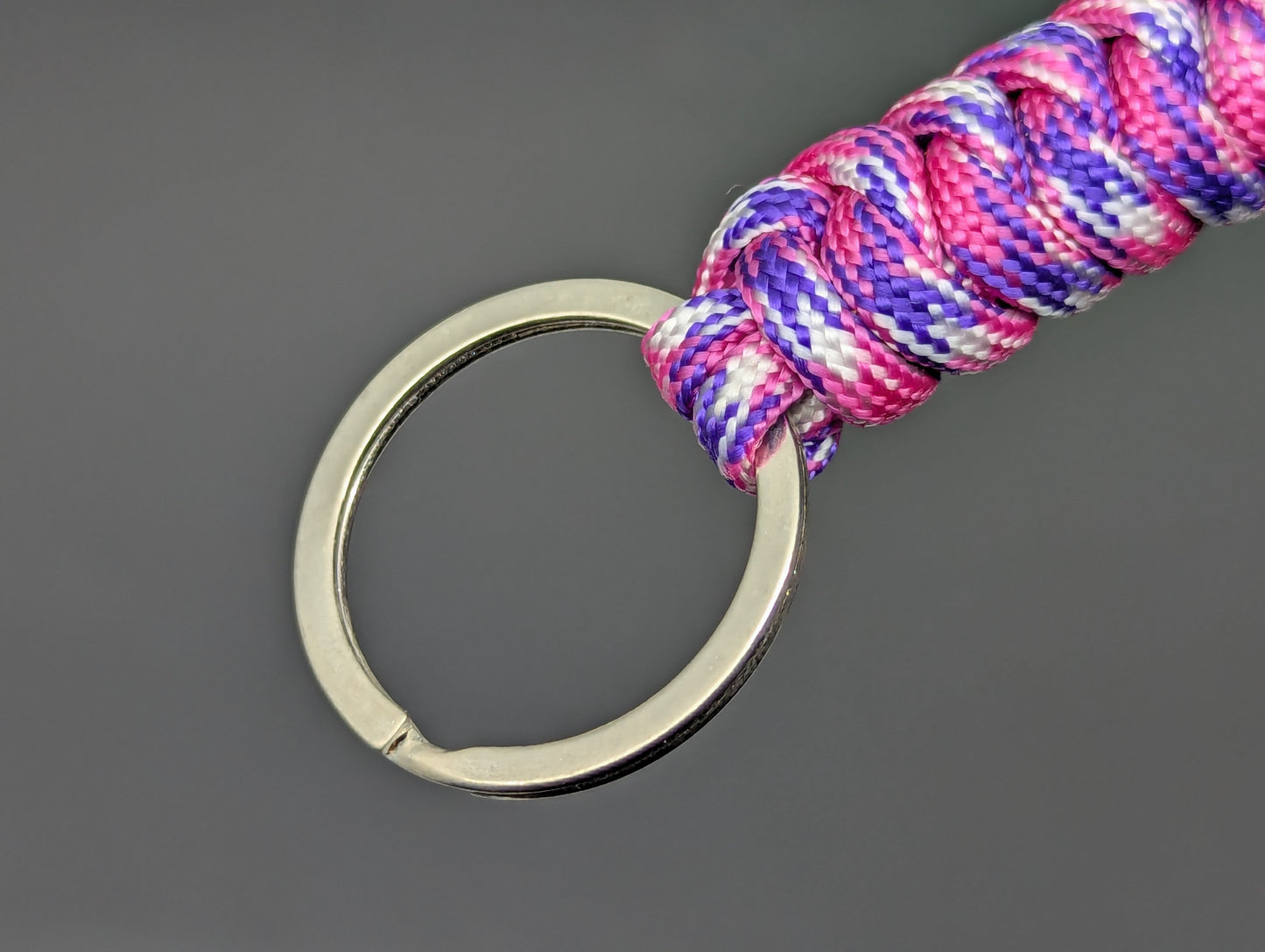 PINK WHITE & PURPLE 3 OZ PARACORD MONKEY FIST KEYCHAIN
