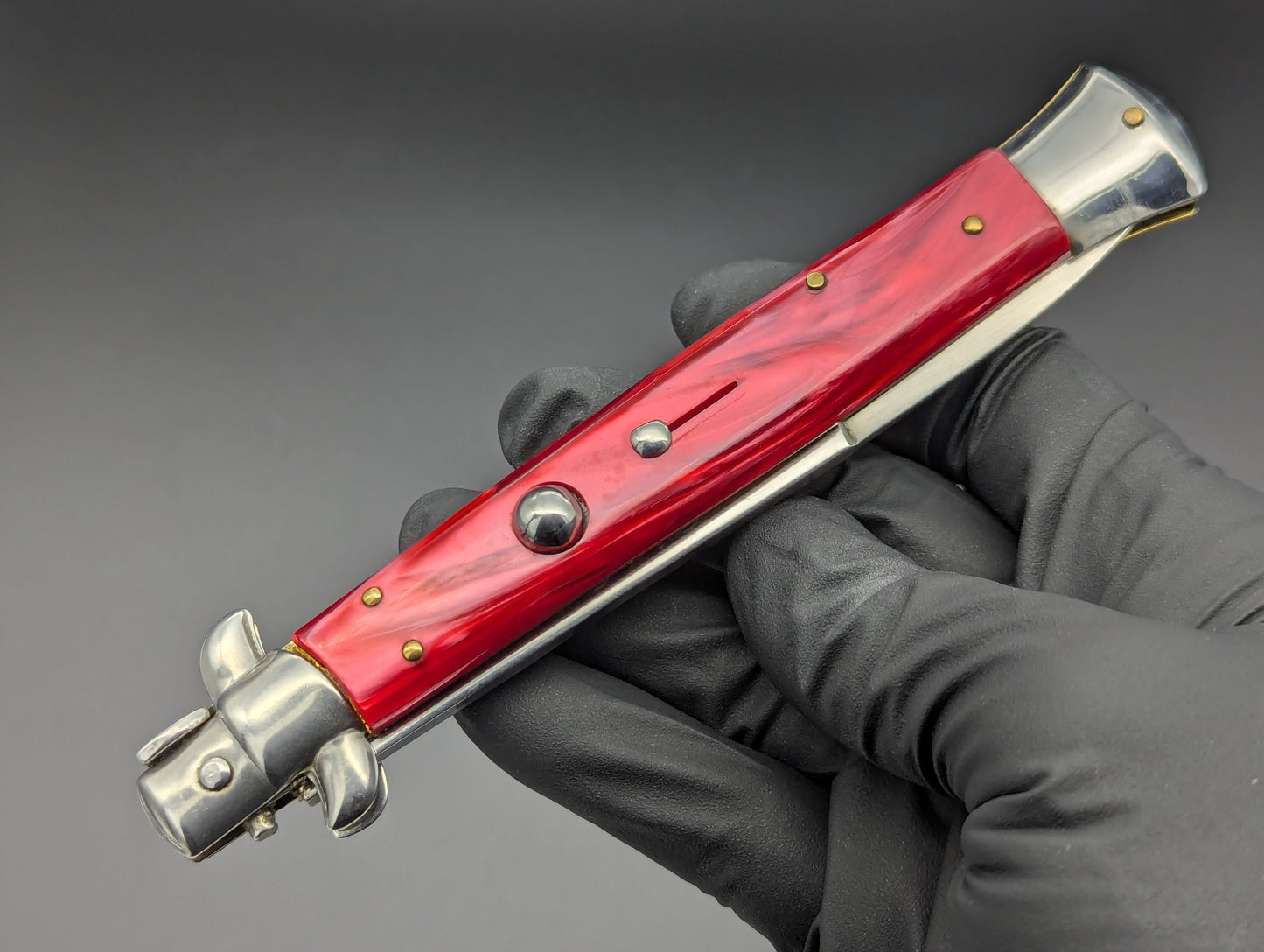 VINTAGE 11" RED ACRYLIC 'STILETTO SICILIANO' HANDMADE ITALIAN STILETTO