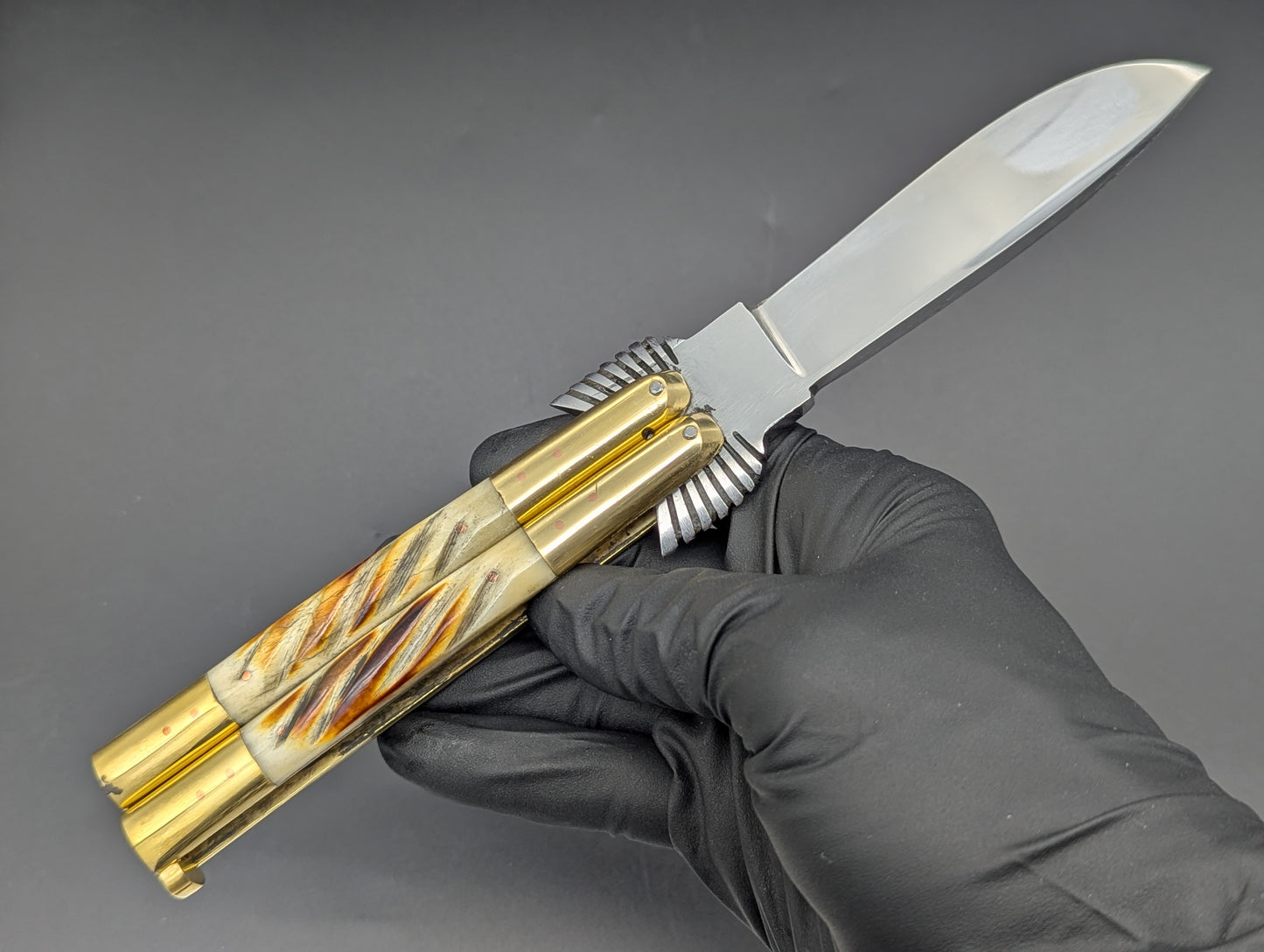 22CM EAGLE TANG PHILIPPINES HANDMADE BALISONG TWISTED BONE DP2