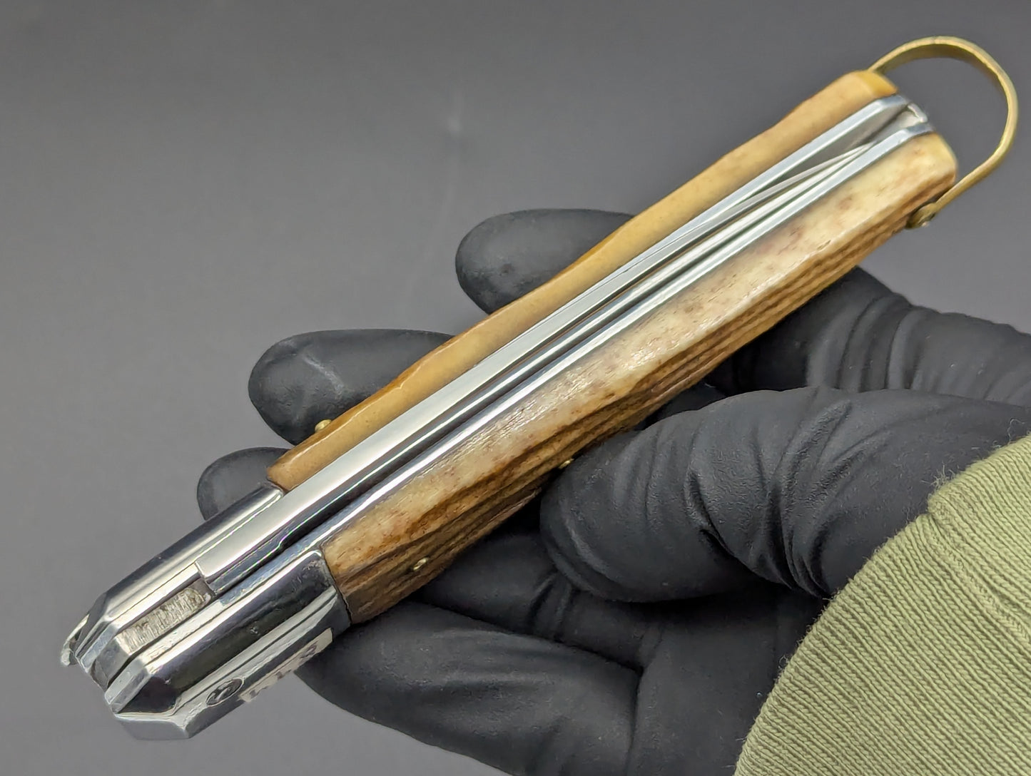 ANTIQUE FRENCH COFFIN SWITCHBLADE KNIFE BONE