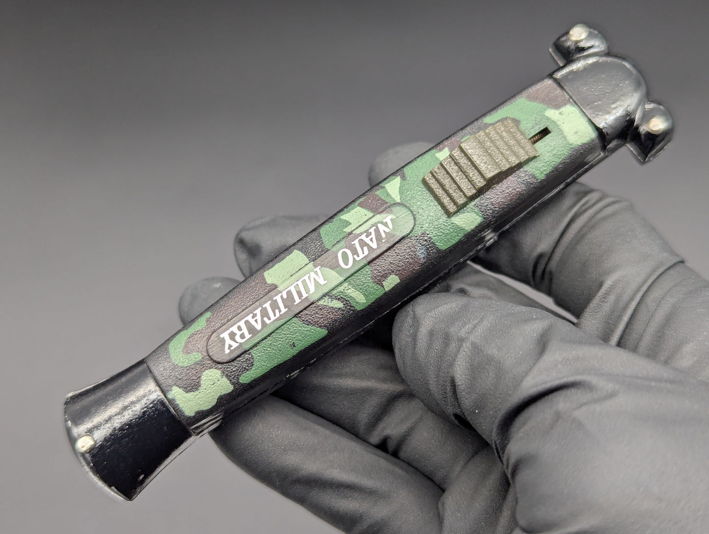 VINTAGE KOREAN NATO MILITARY OTF KNIFE 3 PIN CAMO