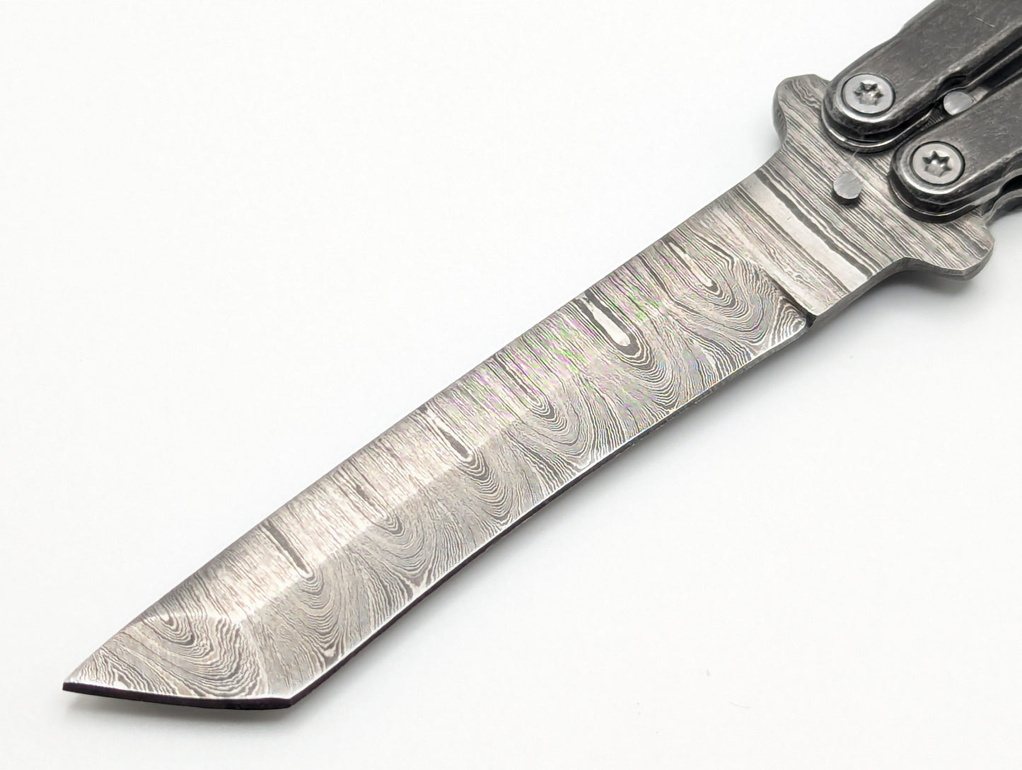 9" Whiplash Tanto Damascus Balisong Butterfly Knife