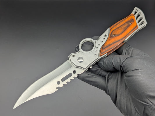 9.5" ROSEWOOD CIGAR CUTTER AUTOMATIC OPENING KNIFE