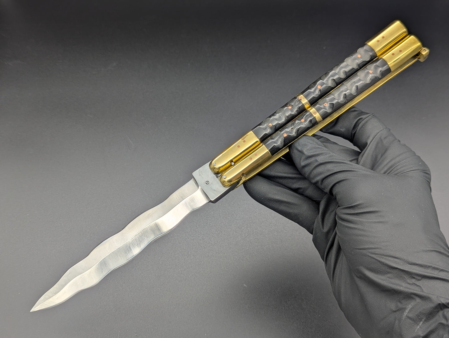 11" CARABOA HORN KRIS BLADE FHM BALISONG TEXTURED