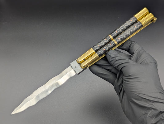 11" CARABOA HORN KRIS BLADE FHM BALISONG TEXTURED