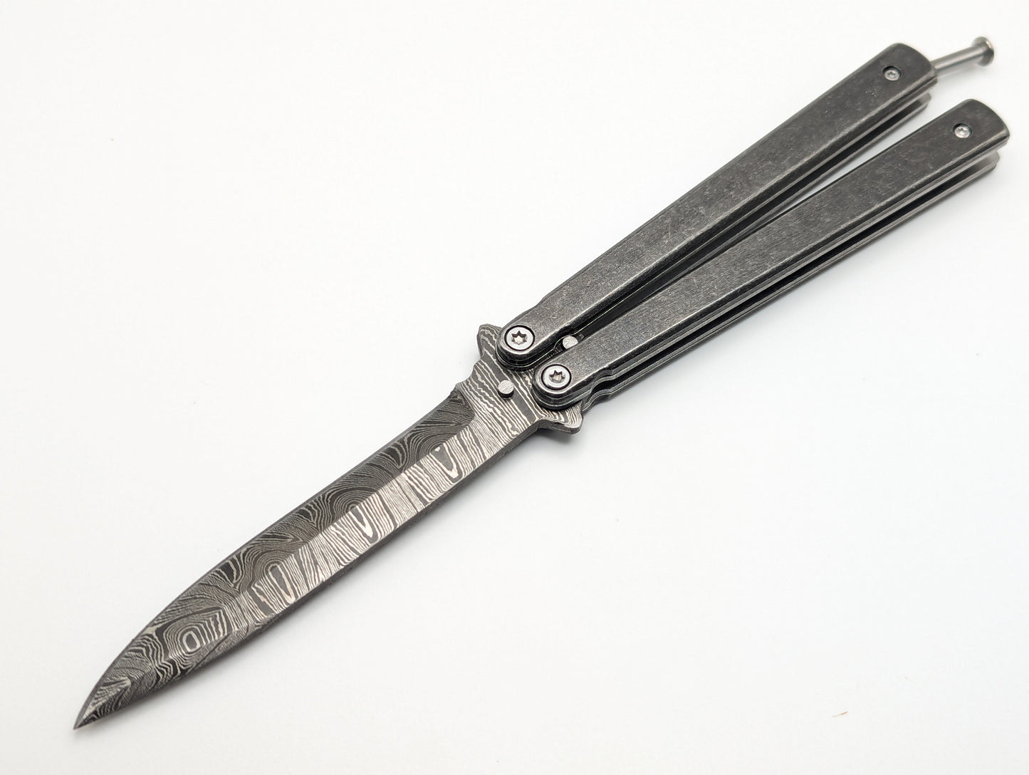 9" Whiplash Drop Point Damascus Balisong Butterfly Knife