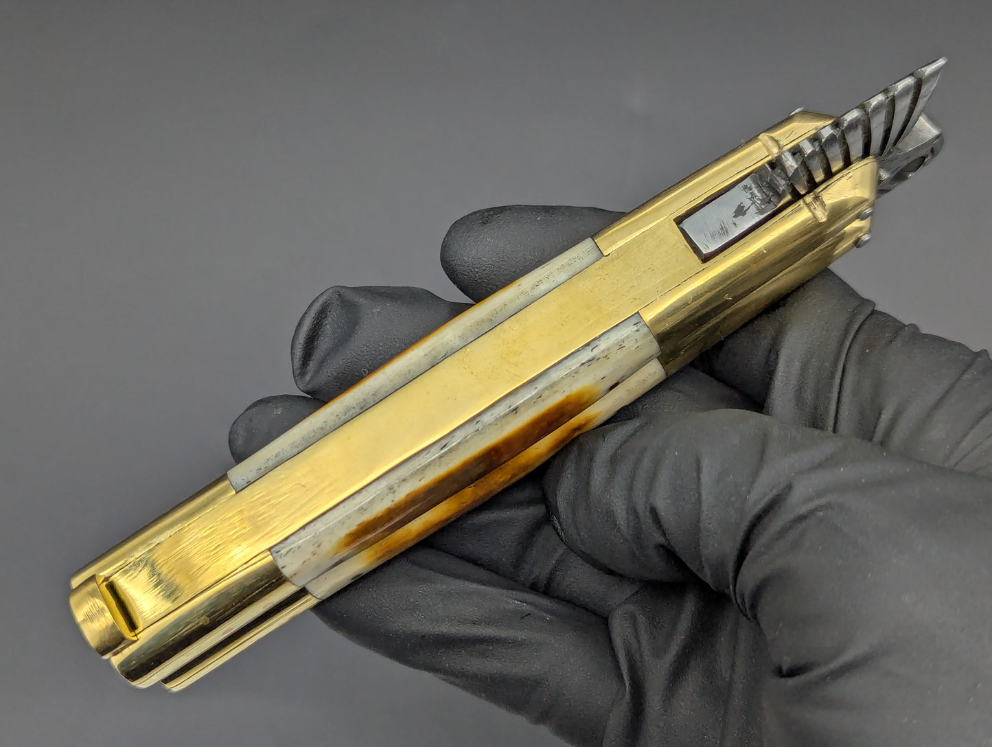 8.7" BURNT BONE RAMBO FHM BALISONG KNIFE EAGLE TANG