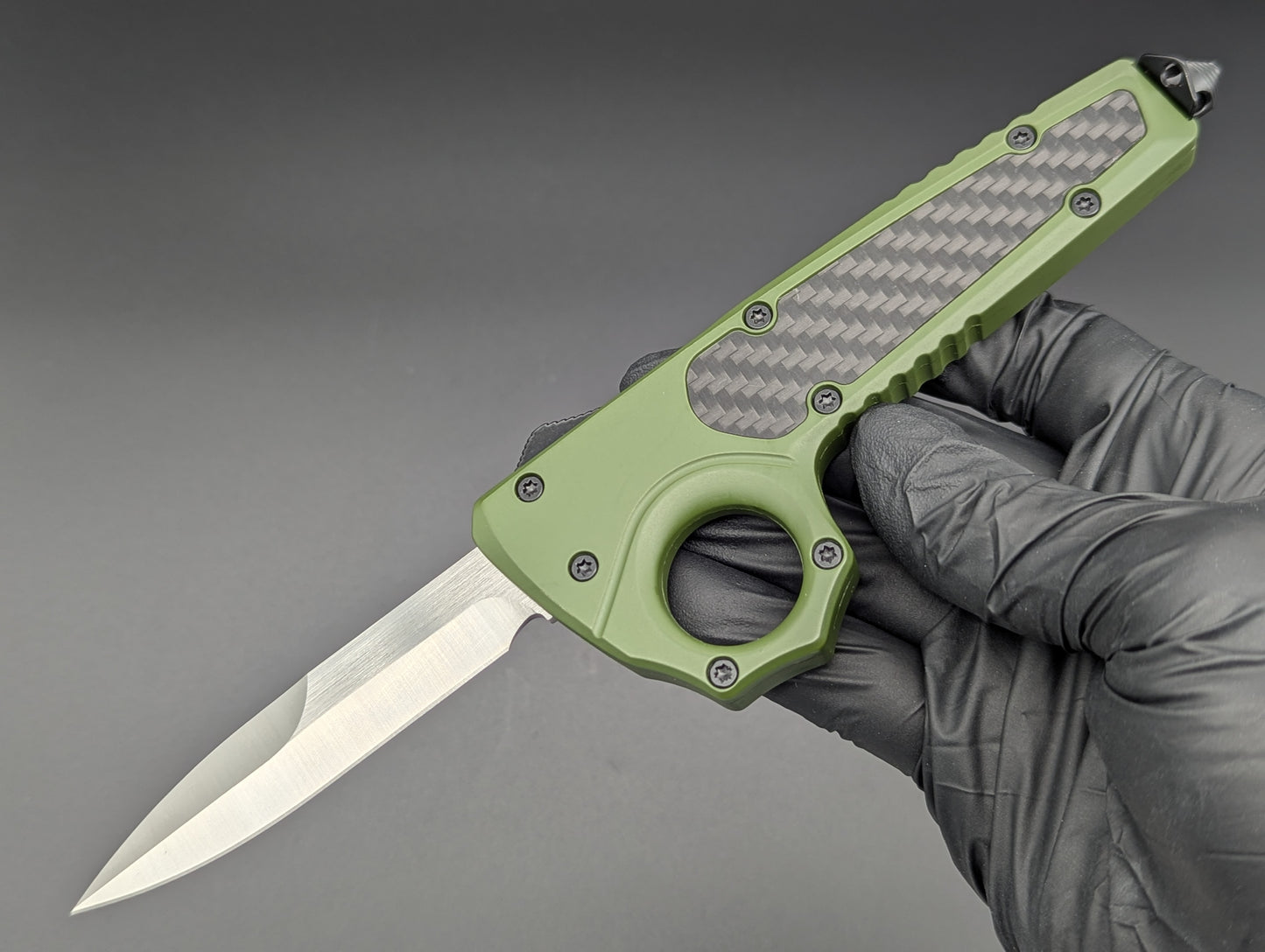 GREEN SFK GLASS BREAKER D/A OTF KNIFE BAYONET