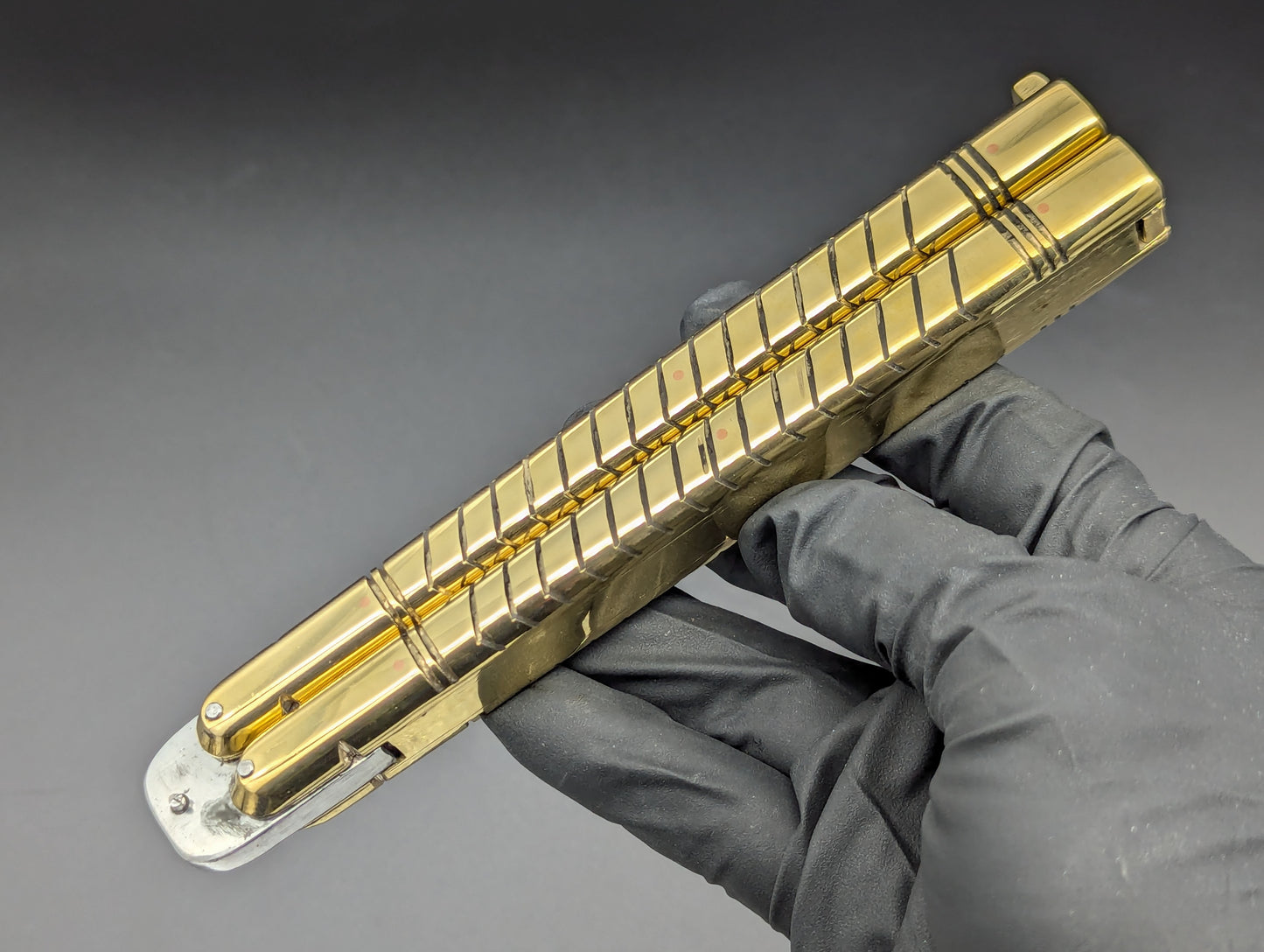 11" 404g SOLID BRASS FHM CLIP POINT BLADE BALISONG