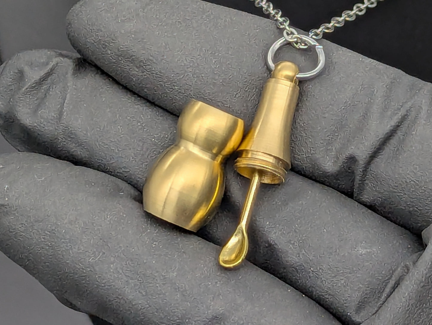 22" Stainless EDC Rave Screw Top Magic Ash Urn & Mini Spoon Necklace Combo