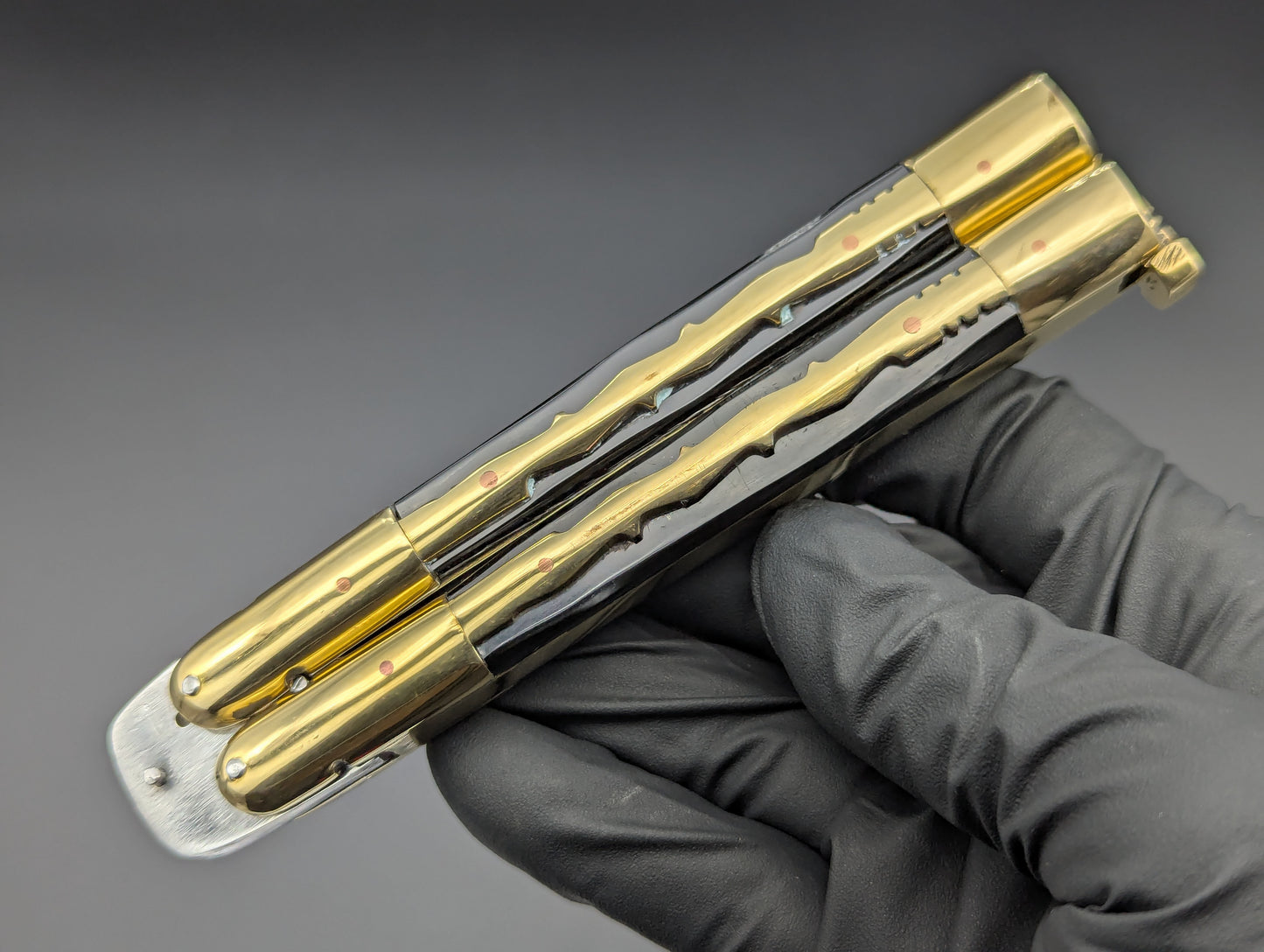 23cm TRADITIONAL PHILIPPINES HANDMADE BALISONG KRIS KALAPKOP BLACK