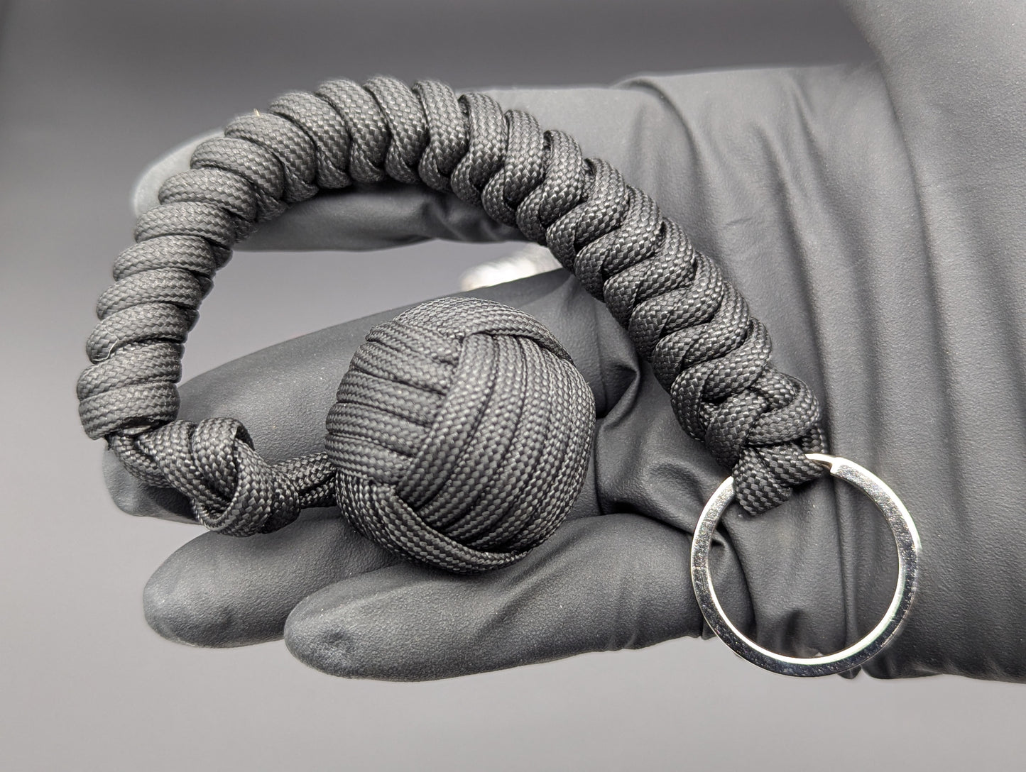3 Oz Solid Black Monkey Fist Keyring