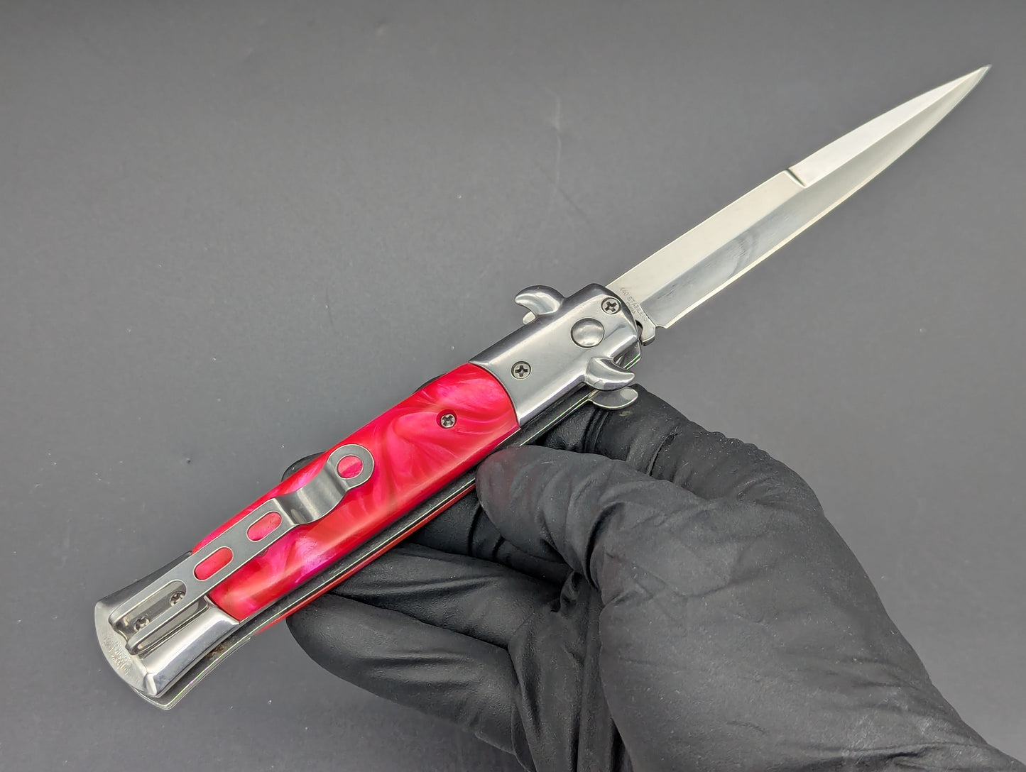 PINK PEARL MILANO DIABLO STILETTO SWITCHBLADE KNIFE