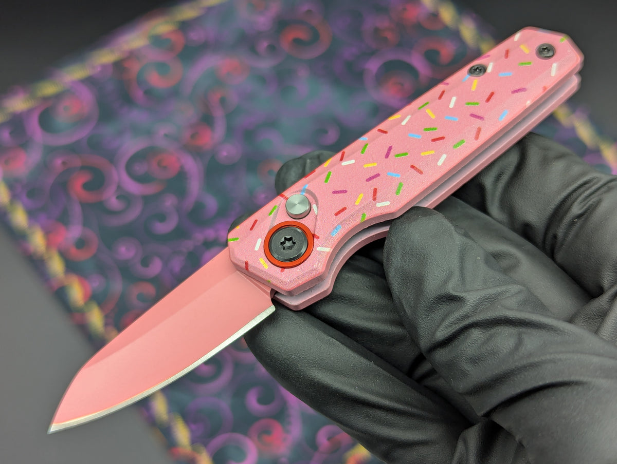 PINK SPRINKLE DONUT CALI LEGAL SWITCHBLADE KNIFE