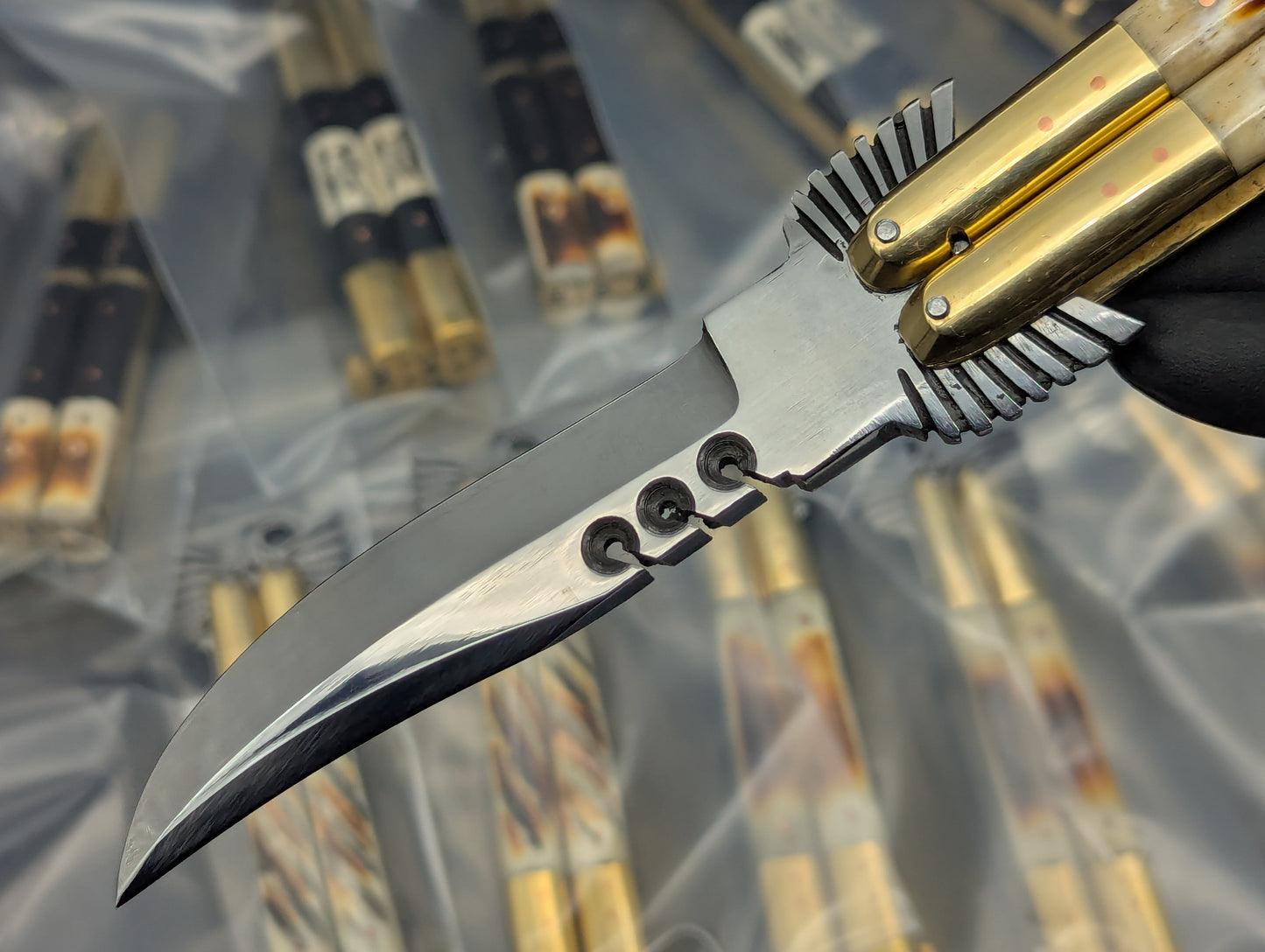 22CM EAGLE TANG FHM BALISONG RAMBO BONE