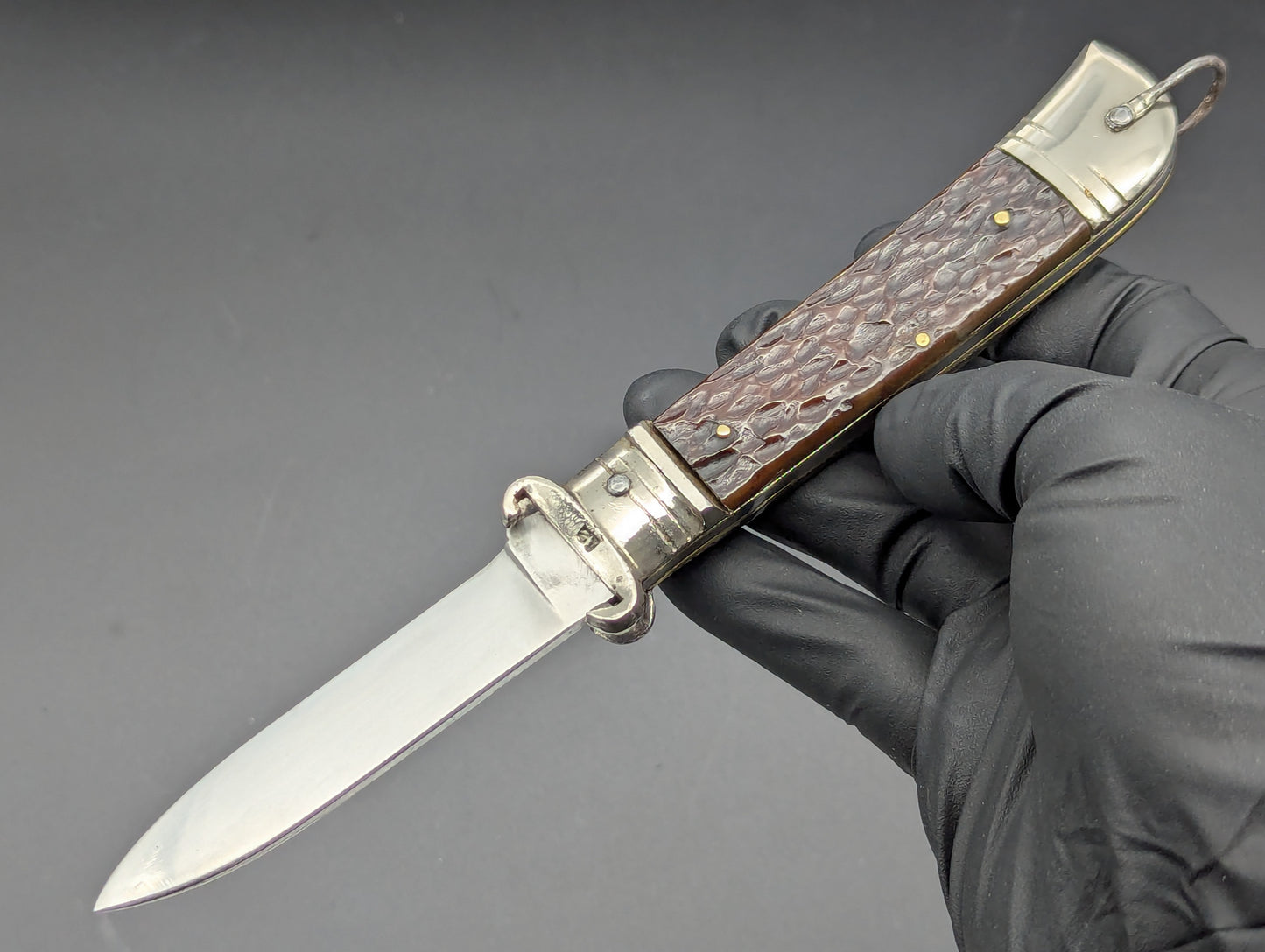 Italian VIRGINIA Shot Shell Puller Leverlock Switchblade Knife