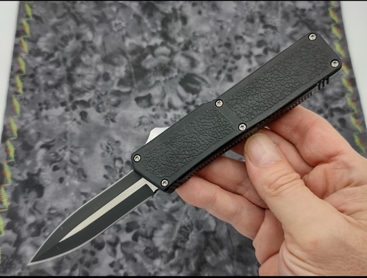 Black 2-Tone Double Edge Lightning OTF Knife