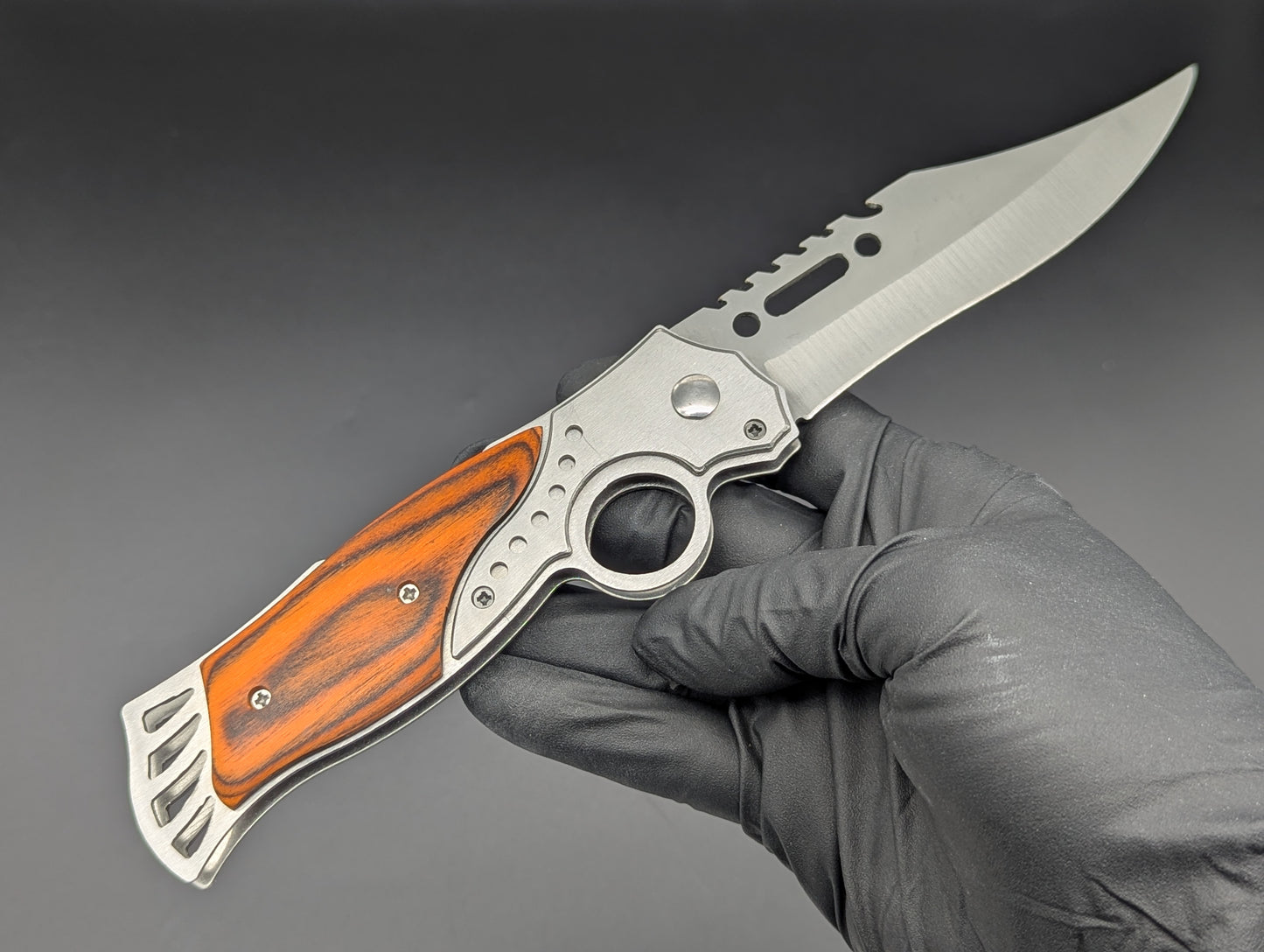 9.5" ROSEWOOD CIGAR CUTTER AUTOMATIC OPENING KNIFE