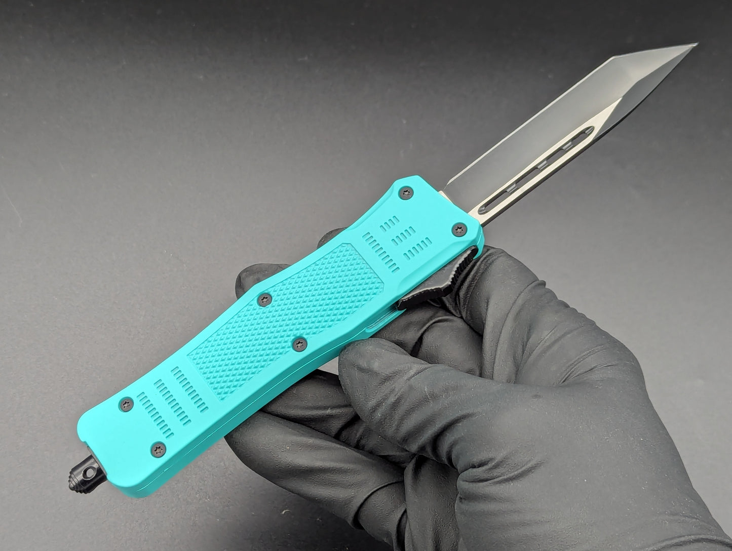 8.25" TEAL CQC D/A TACTICAL OTF AUTOMATIC KNIFE