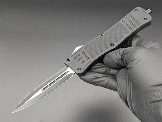 9" 2-Tone Black Dual Edge CQC OTF Automatic Knife