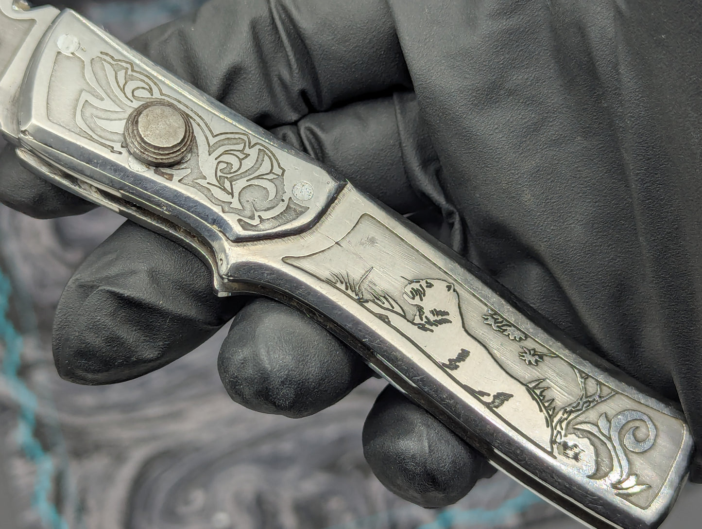 Engraved Stainless Russian Prison Made RPK Automatic Switchblade Knife
