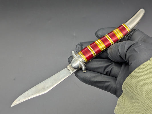ANTIQUE IMPERIAL FIXED GUARD CANDY STRIPE SWITCHBLADE KNIFE