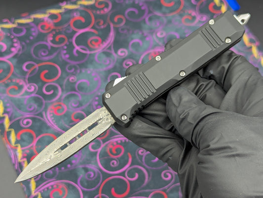 7" OL Damascus Blade Double Edge D/A OTF Knives