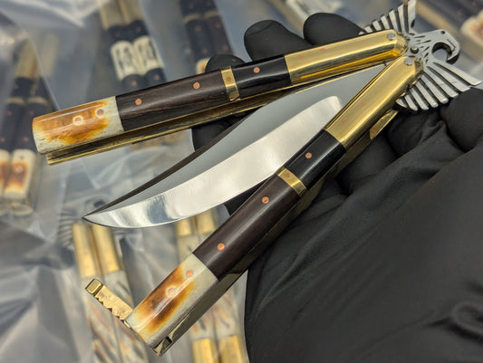 22CM PHILIPPINES HANDMADE EAGLE BALISONG BONE/ HORN CLIP