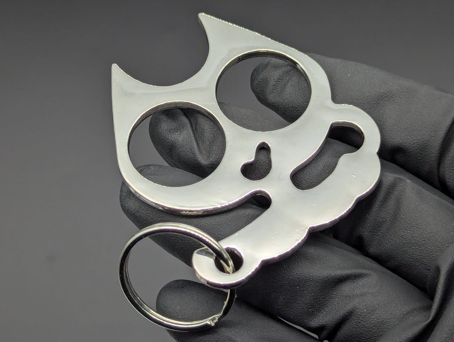 Chrome Stainless Steel Kitty "CAT" Self Defense Keyring