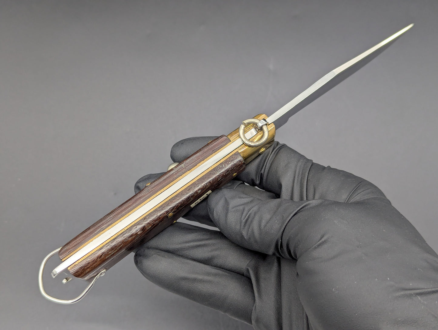 8" JAGUAR ITALIAN SHELL PULLER HUNTING KNIFE WOOD & BRASS